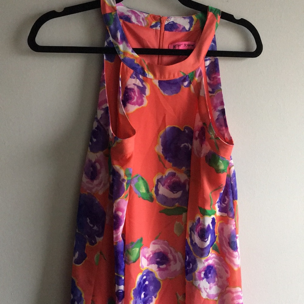 High Neck Pink Floral Betsey Johnson Dress